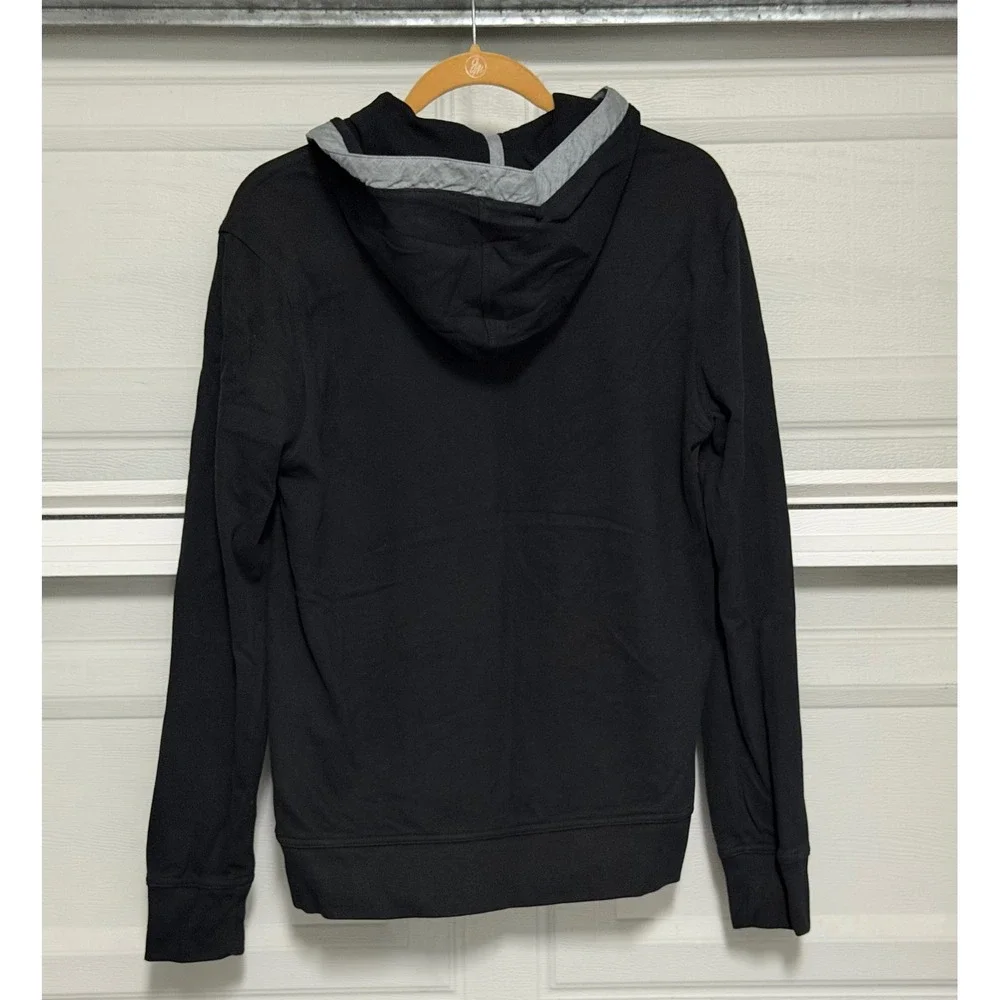 Banana Republic Mens S Black Henley Hoodie 100% Cotton Pullover Sweater travel